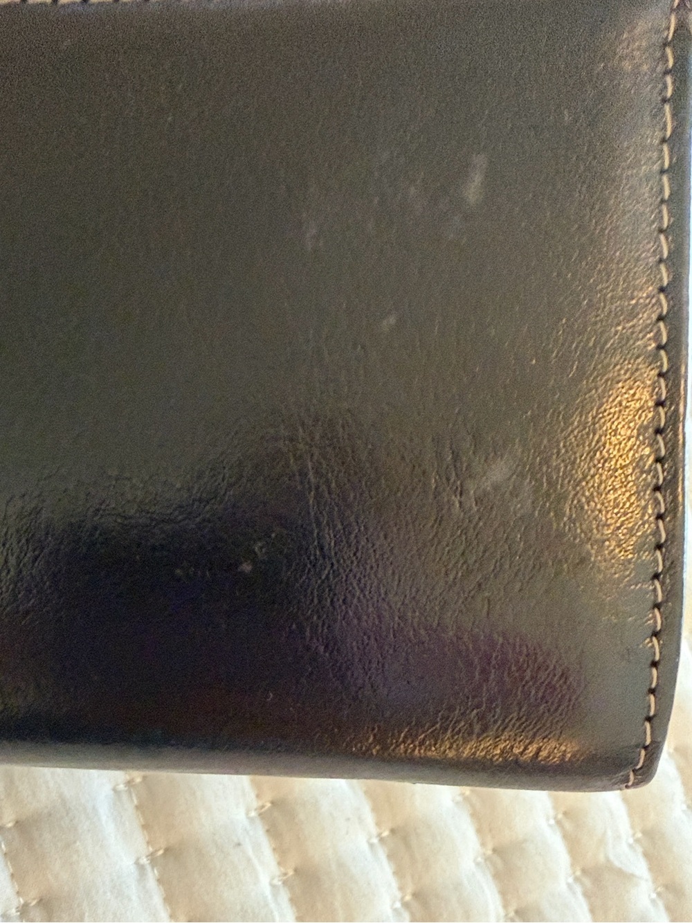 Genuine Leather Black Trifold Wallet with Front Zip Pocket - Picture 11 of 11